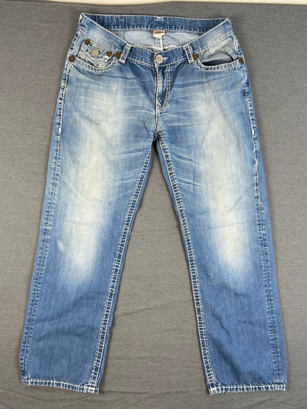 True Religion Ricky Super T Faded Light Blue Relaxed Straight Jeans